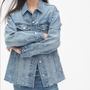 Gap Oversized Distressed Icon Denim Jacket